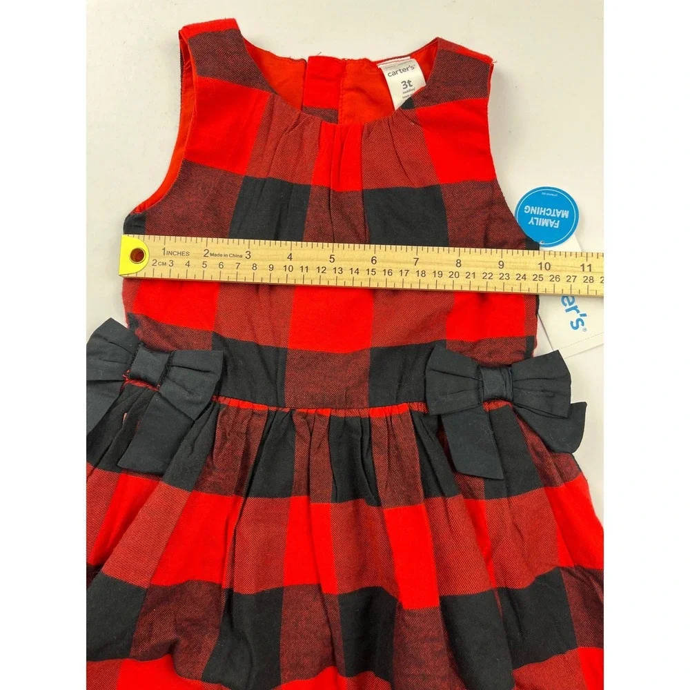 Carter's Dress Girls 3T Red Buffalo Plaid Sleeveless Bow Holiday Festive Classic